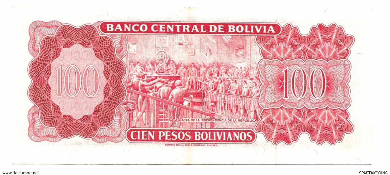 BOLIVIA 100 PESOS BOLIVIANOS 1962 AUNC Paper Money Banknote #P10803.4 - [11] Emisiones Locales