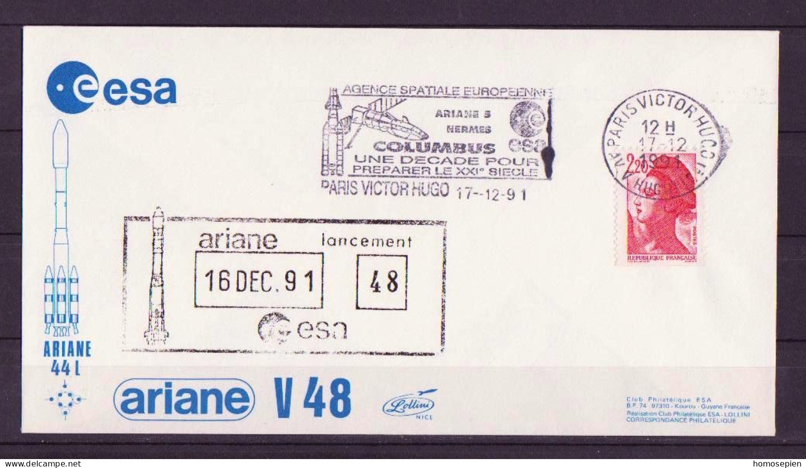 Espace 1991 12 17 - ESA - Ariane V48 - Oficielle - Paris - Europe