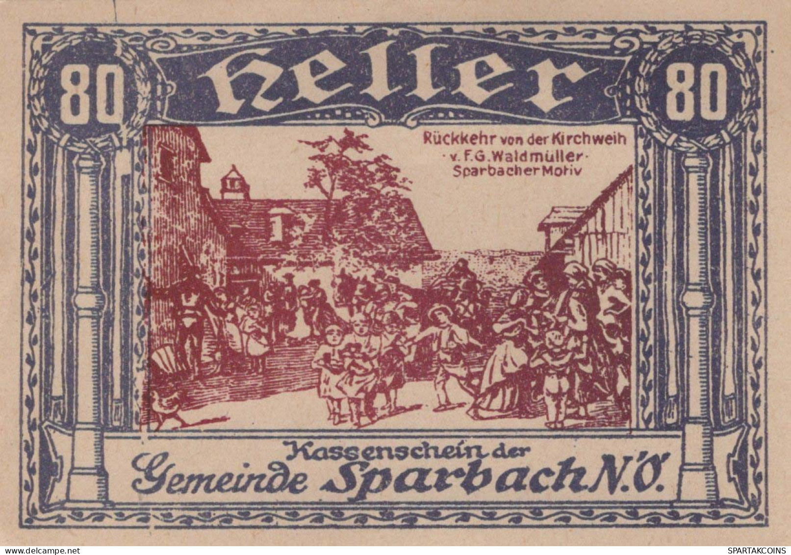 80 HELLER Stadt Sparbach Niedrigeren Österreich UNC Österreich Notgeld #PH001 - [11] Local Banknote Issues