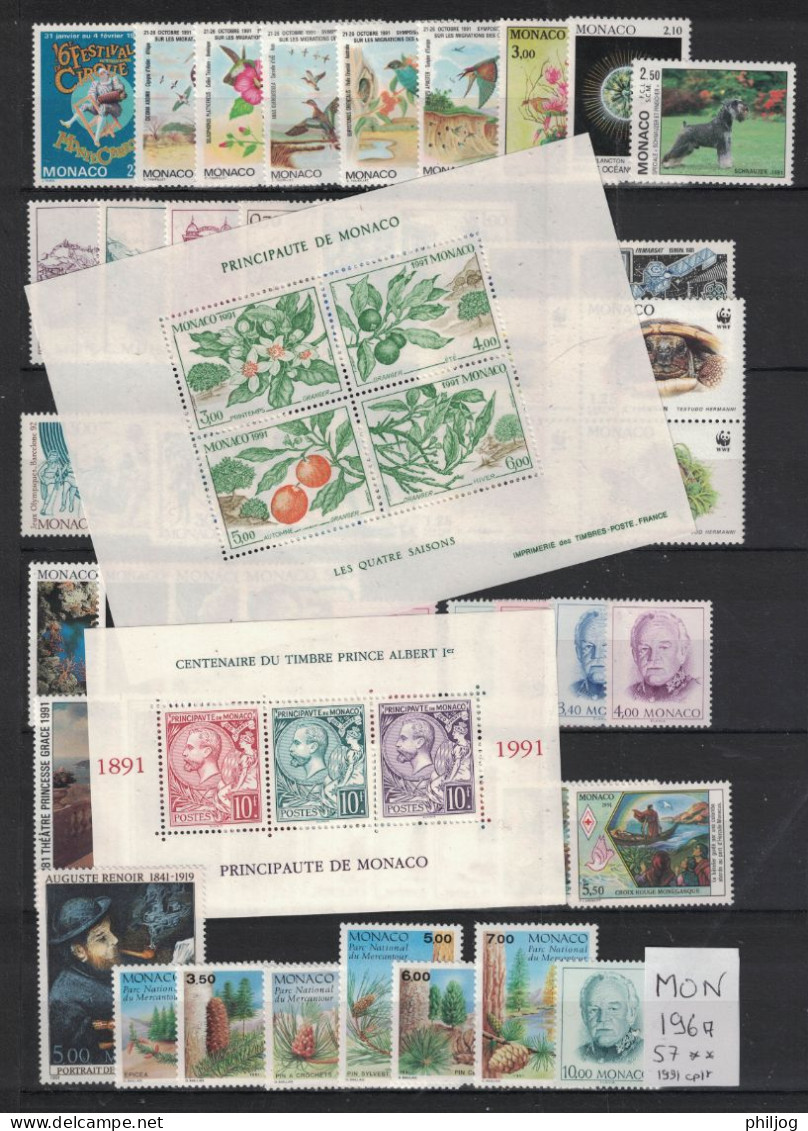 Monaco - Année 1991 Complète - Neuve SANS Charnière - 57 Timbres Du 1753 à 1809 - MNH Year 1991 - Full Years