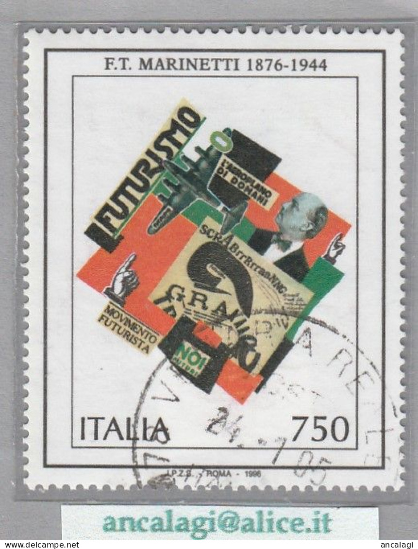 USATI ITALIA 1996 - Ref.0735A "FILIPPO TOMMASO MARINETTI" 1 Val. - - 1991-00: Usati