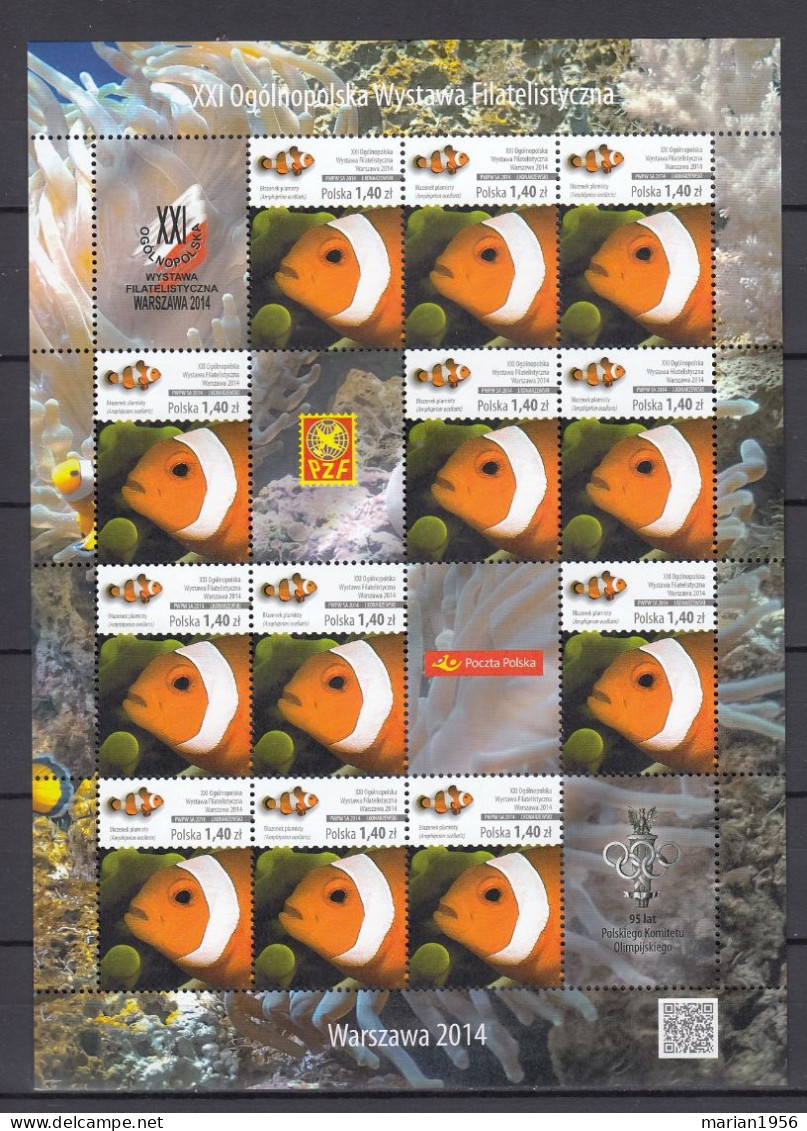 Pologne 2014 - Vie Marine - POISSONS - Amphiprion Ocellaris - Feuille De 12 Val. - MNH - Vissen