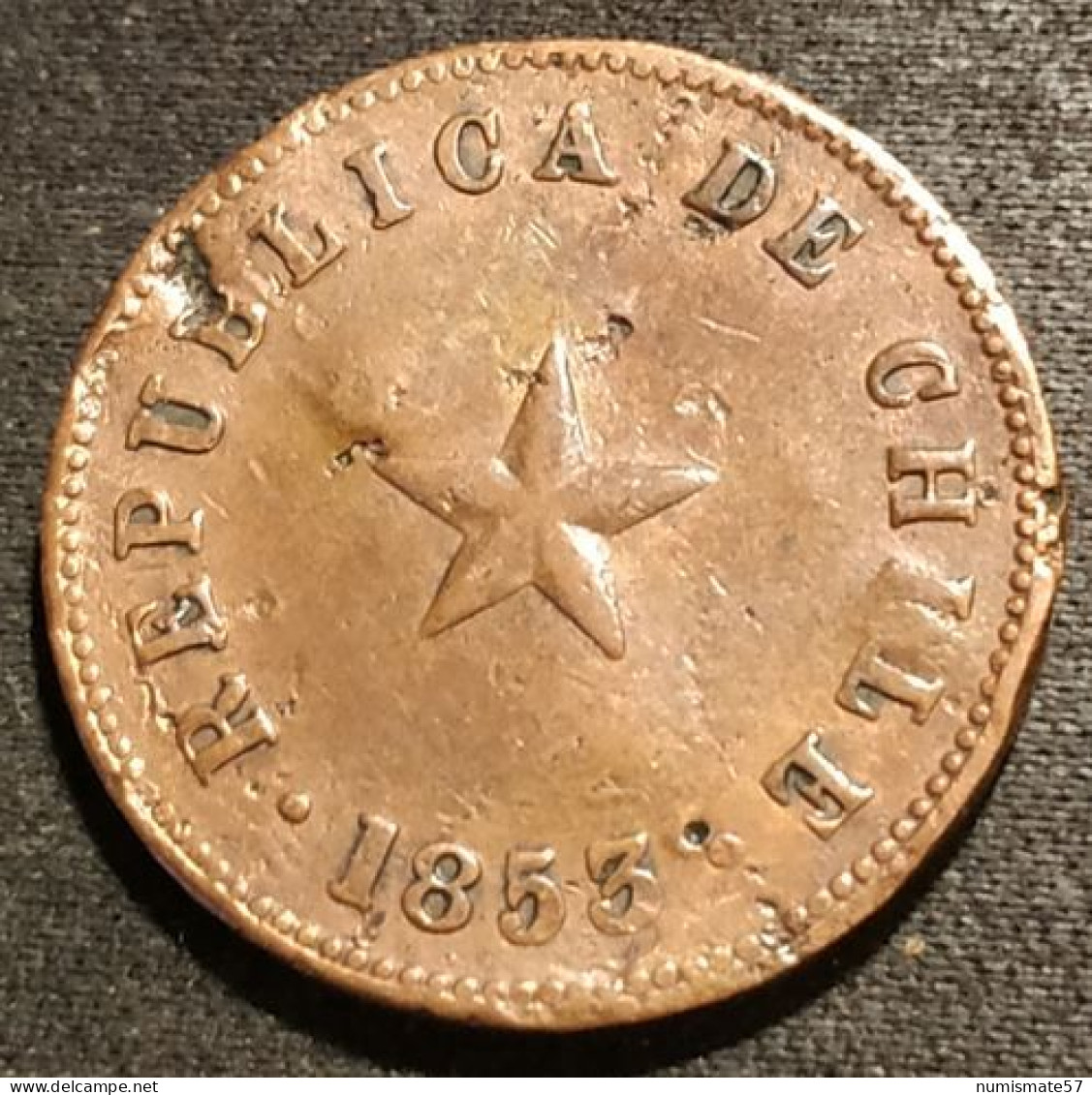 RARE - CHILI - MEDIO CENTAVO 1853 - KM 126 - Chile