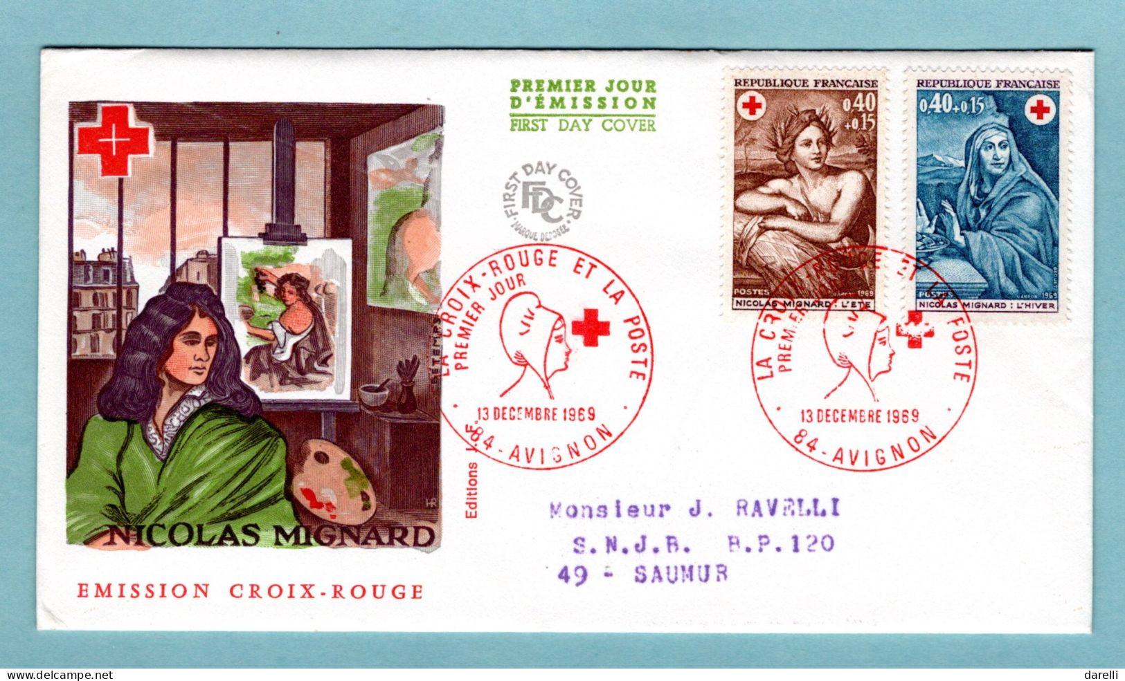 FDC France 1969 - Croix Rouge 1969 : L'été YT 1619 & L'Hiver YT 1620 - 84 Avignon - 1960-1969