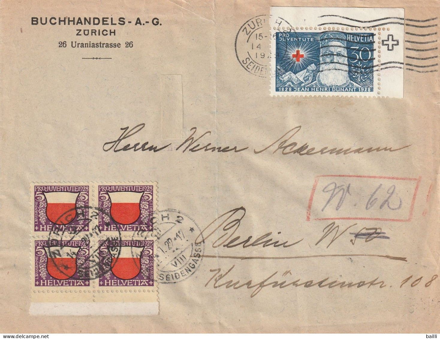 Suisse Lettre Zürich Pour L'Allemagne 1929 - Postmark Collection