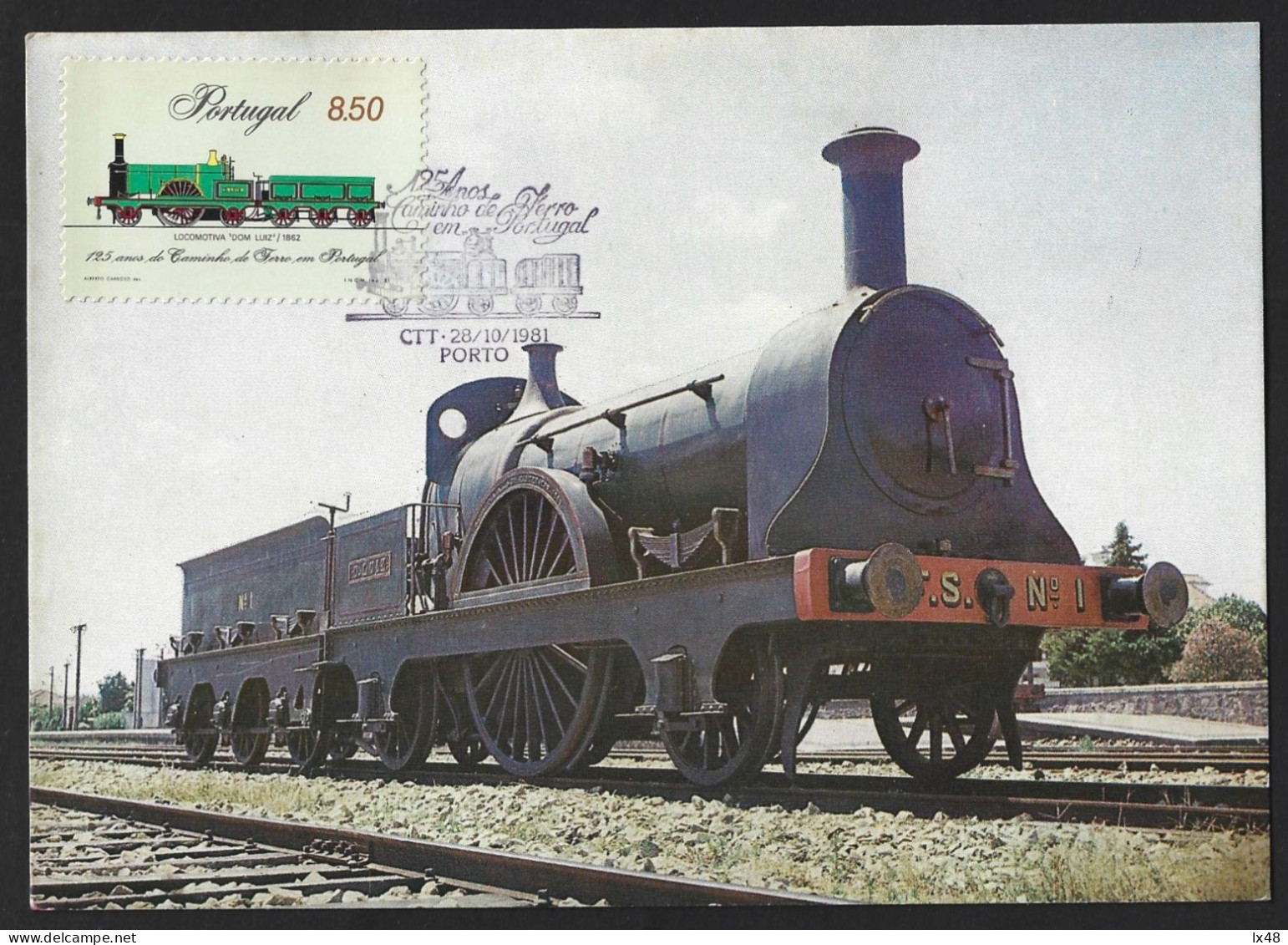 Postcard 125 Years Railway In Portugal. King D. Luís Locomotive. Towed Royal Train 1862. CP Railway Museum. CP Spoorwegm - Trains