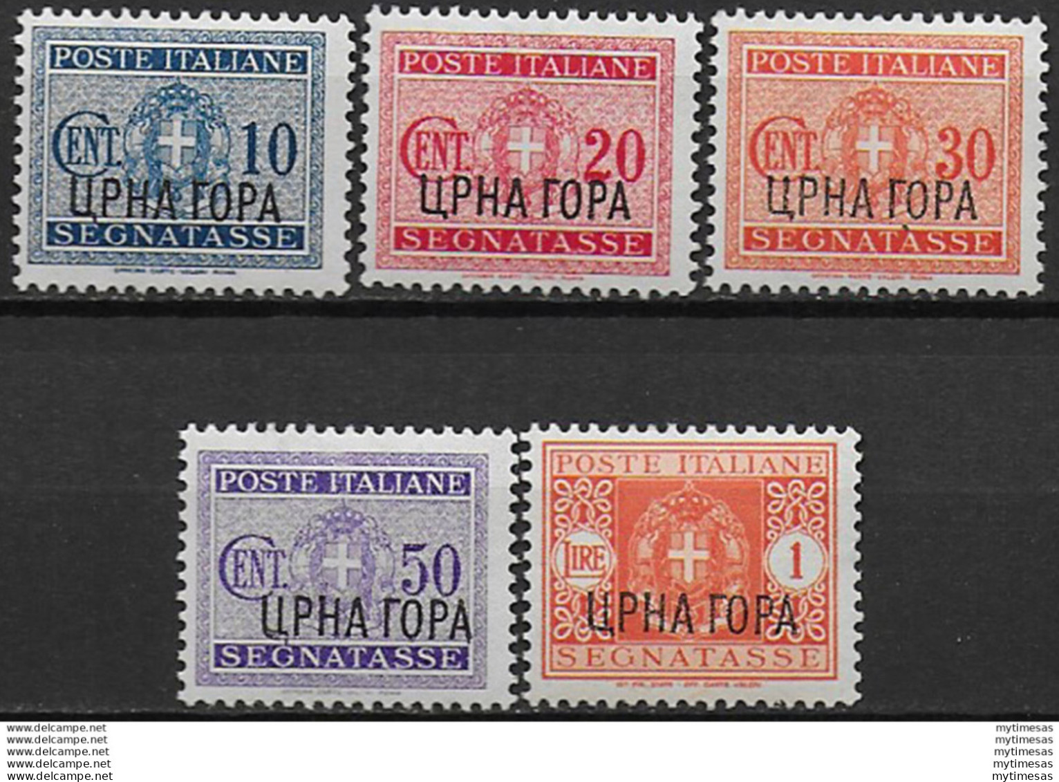 1941 Montenegro Segnatasse D'Italia 5v. Sopr. MNH Sass. N. 6/10 - Other & Unclassified