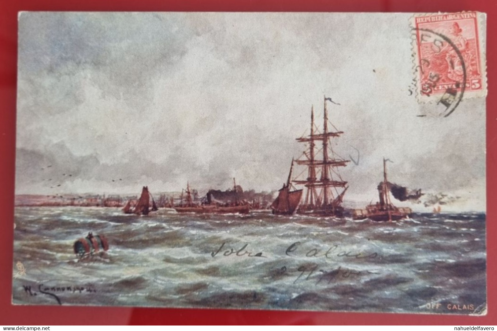 TUCK'S POST CARD Circulée 1901 - ARGENTINA - DESSIN DE DIFFÉRENTS BATEAUX DE DIFFÉRENTS TYPES NAVIGUANT DANS LA TEMPÊTE - Hausboote
