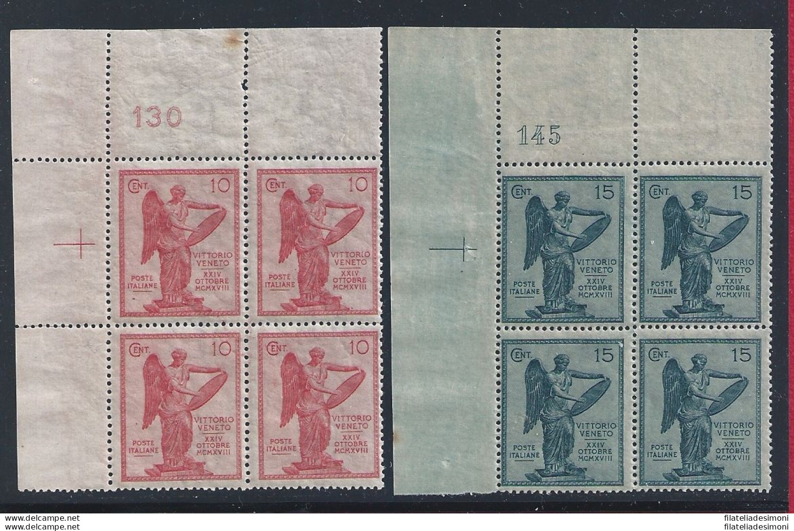 1921 Italia - Anniversario Della Vittoria ,n. 120-121 - Blocco Di Quattro - Nume - Other & Unclassified