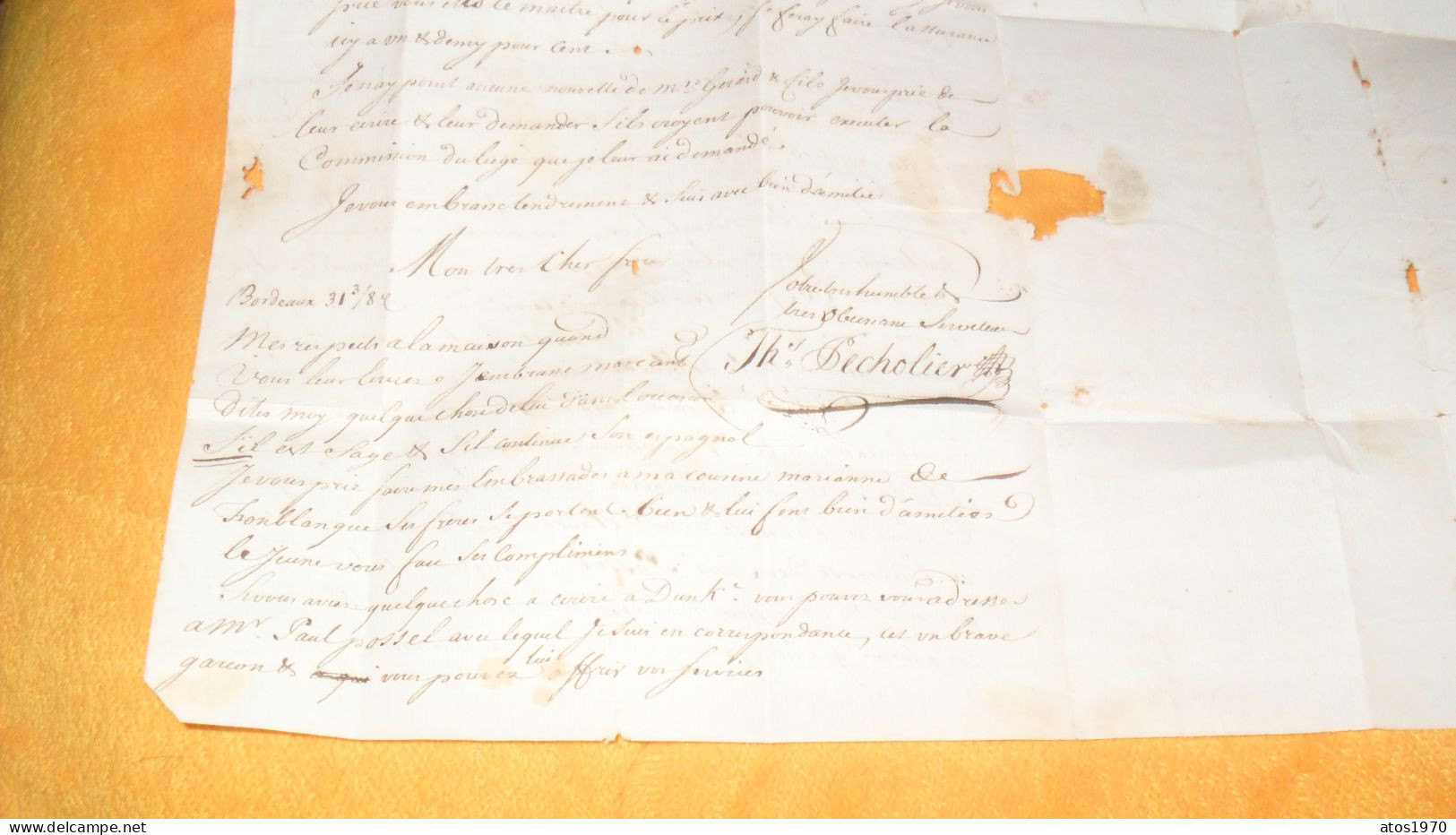 LETTRE ANCIENNE DE 1754../ ECRITE EN FRANCAIS DE LONDRES LE 31 JANVIER 1754..MARQUE ANGLETERRE NOIRE POUR BORDEAUX + TAX