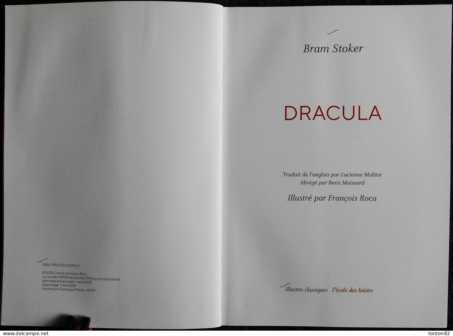 Bram Stoker - DRACULA - " Illustres Classiques " L'école Des Loisirs - ( 2020 ) . - Fantastici