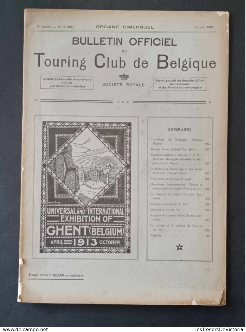 Lot De 2 Bulletin Officiel Du Touring Club De Belgique - Société Royale - Juin 1913 Et Octobre 1908 - 1900 - 1949