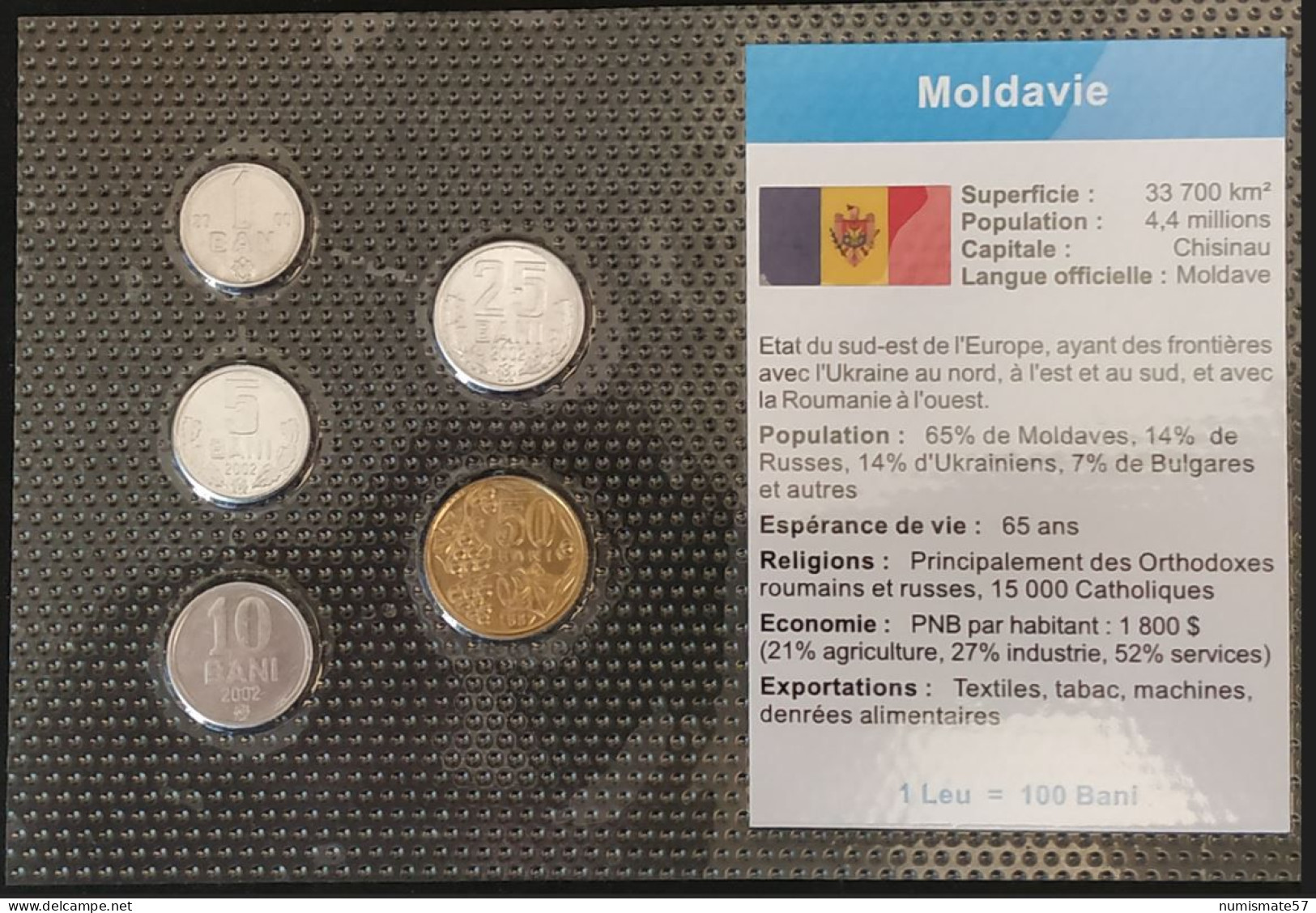 MOLDAVIE - MOLDAVIA - 1 BAN 2000 - KM 1 - 5 BANI 2002 - KM 2 - 10 BANI 2002 - KM 7 - 25 BANI 2002 - KM 3 - 50 BANI 1997 - Moldavie