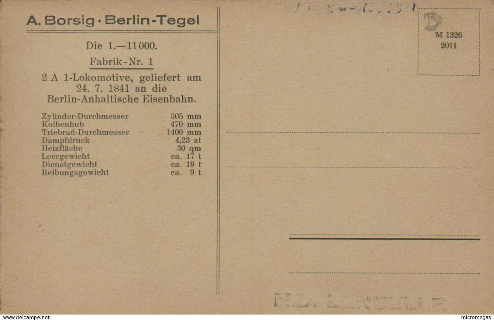 A. Borsig-Berlin-Tegel - 2 A 1 Lokomotive Geliefert 1841 An Die Berlin-Anhaltische Eisenbahn - Eisenbahnen