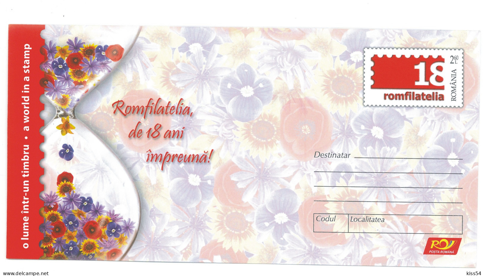 IP 2022 - 6 A World In A Stamp, Hourglass, Flowers, Romania - Stationery - Unused - 2022 - Postal Stationery