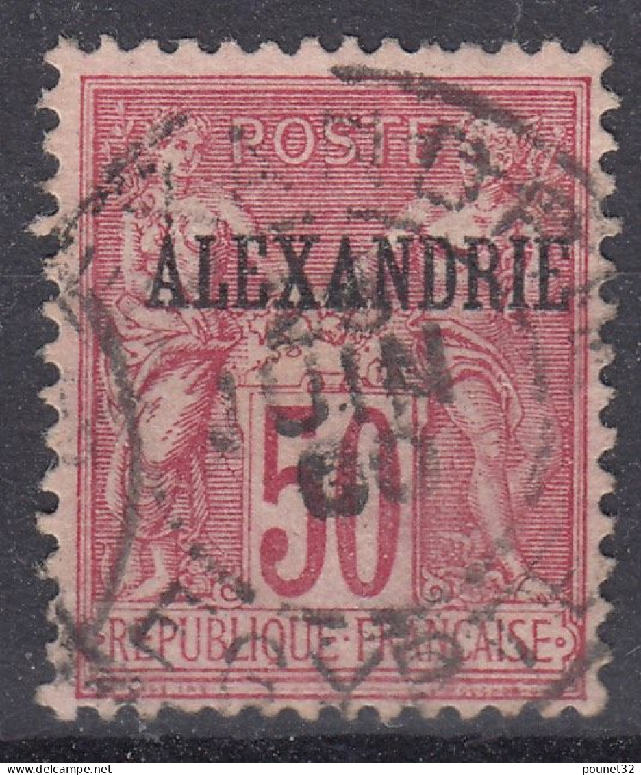 TIMBRE ALEXANDRIE TYPE SAGE 50c ROSE TYPE II ( N/U ) N° 15 OBLITERATION CENTREE - Oblitérés