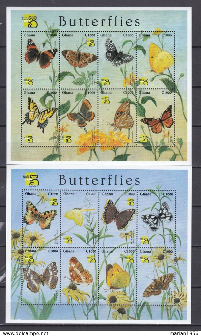 Ghana - PAPILLONS - 2 Blocs X 8 Val. - MNH - Schmetterlinge