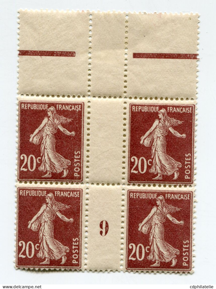 FRANCE N°139 ** EN BLOC DE 4 AVEC MILLESIME 9 ( 1909 ) - Millesimes