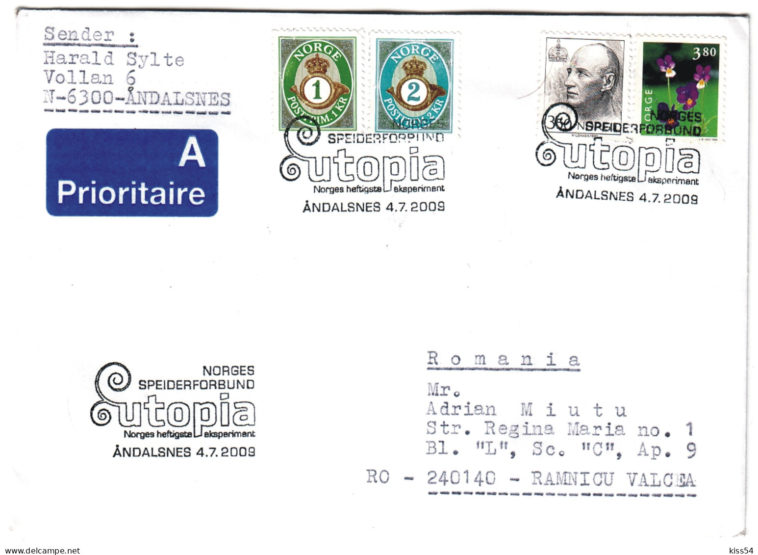 SC 48 - 386 NORWAY, Scout - Cover - Used - 2009 - Cartas & Documentos