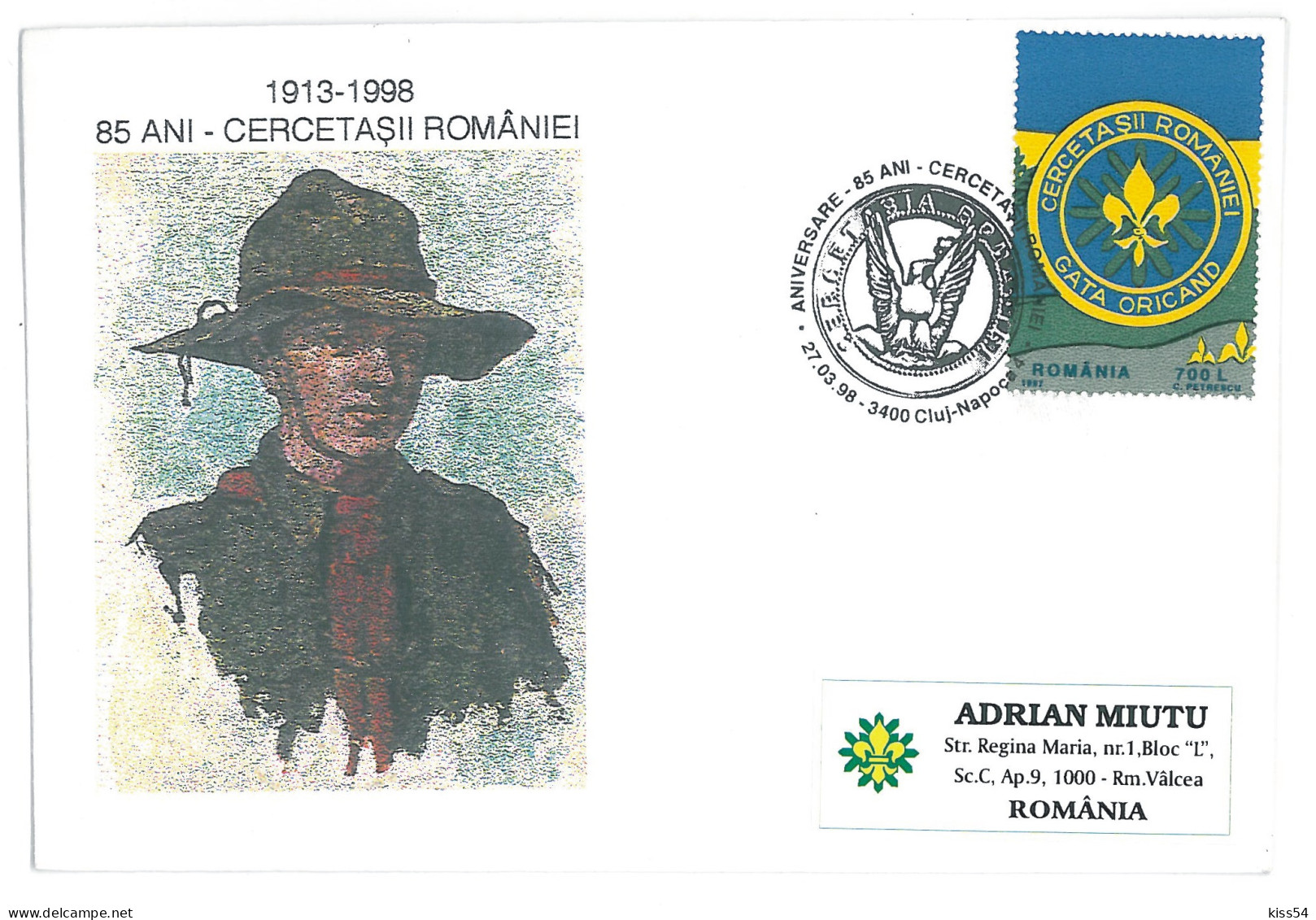 SC 48 - 1211 ROMANIA, Scout, Special Stamp - Cover - Used - 1998 - Storia Postale