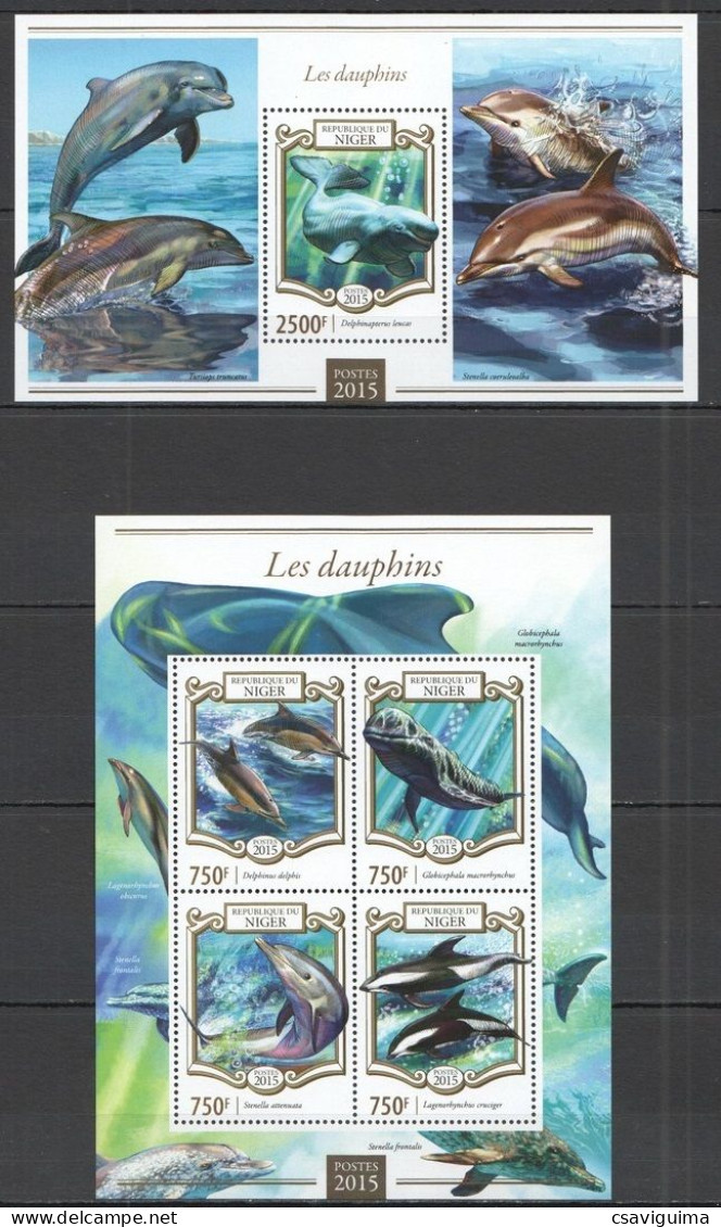 Niger - 2015 - Dolphins - Yv 2766/69+ Bf 399 - Dauphins