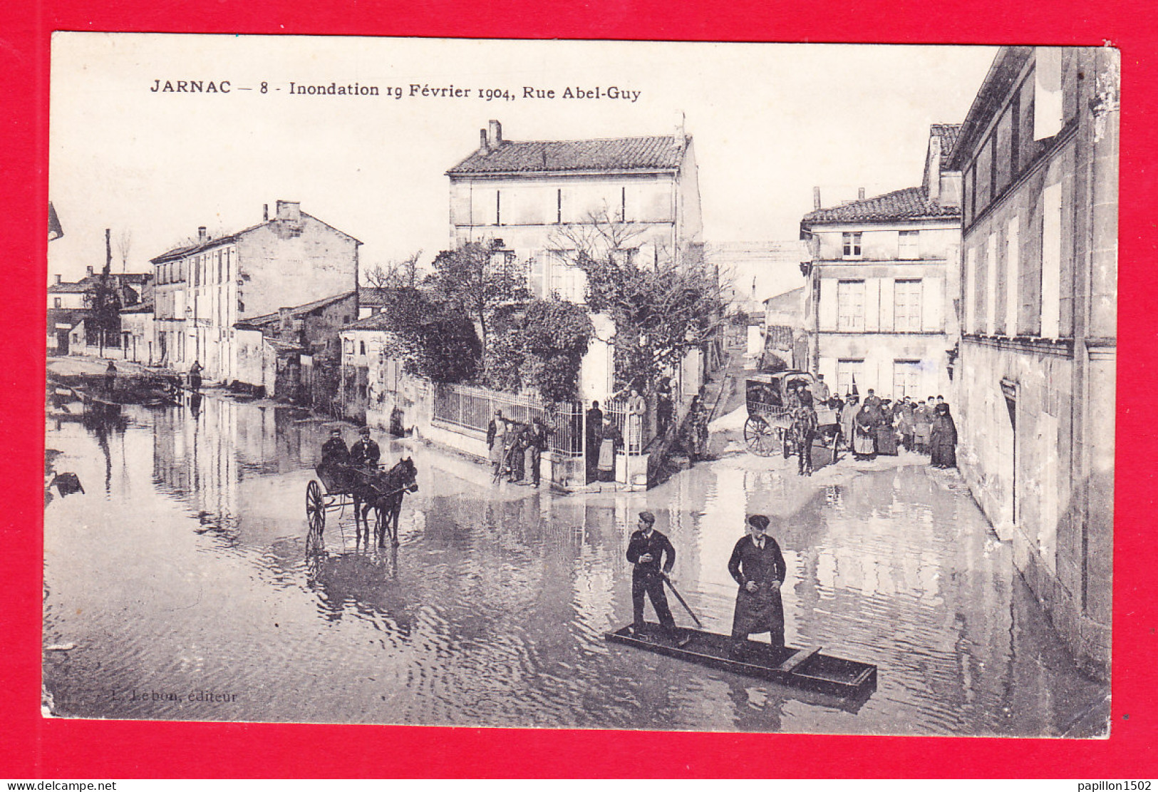 F-16-Jarnac-124Ph127  Inondation Du 19 Février 1904, La Rue Abel Guy, Cpa  - Jarnac