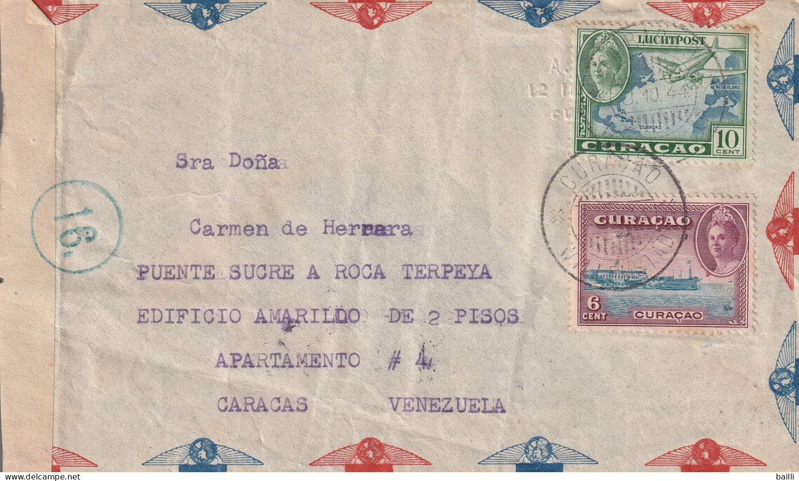 Curaçao Lettre Censurée Pour Le Venezuela 1940 - Curacao, Netherlands Antilles, Aruba
