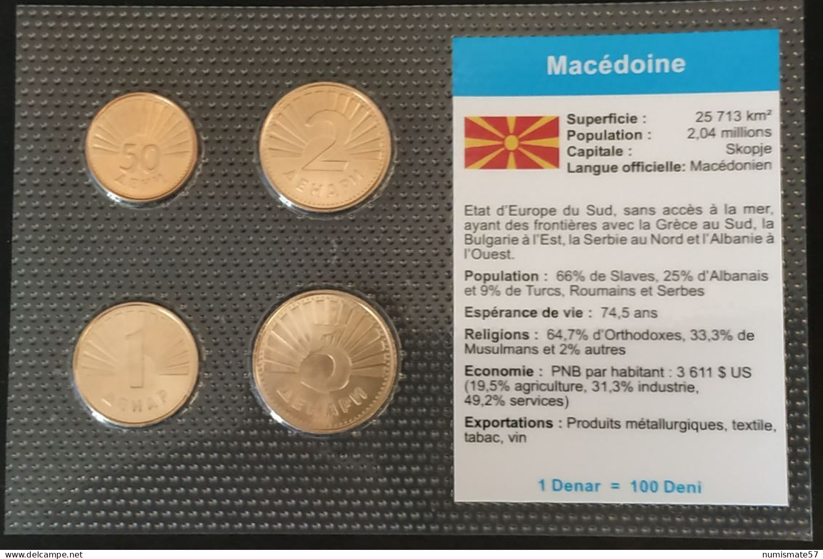 MACEDOINE - MACEDONIA - 50 DENI 1993 - KM 1 - 1 DENAR 2006 - KM 2 - 2 DENARI 2006 - KM 3 - 5 DENARI 2006 - KM 4 - UNC - North Macedonia