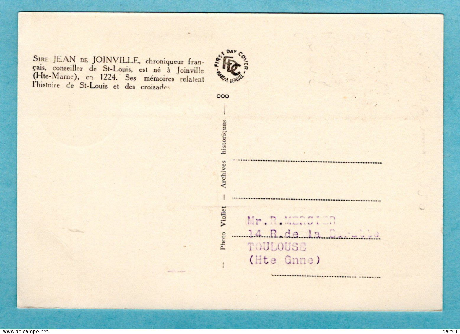 Carte Maximum 1957 - Jean De Joinville - YT 1108 - 52 Joinville - 1950-1959