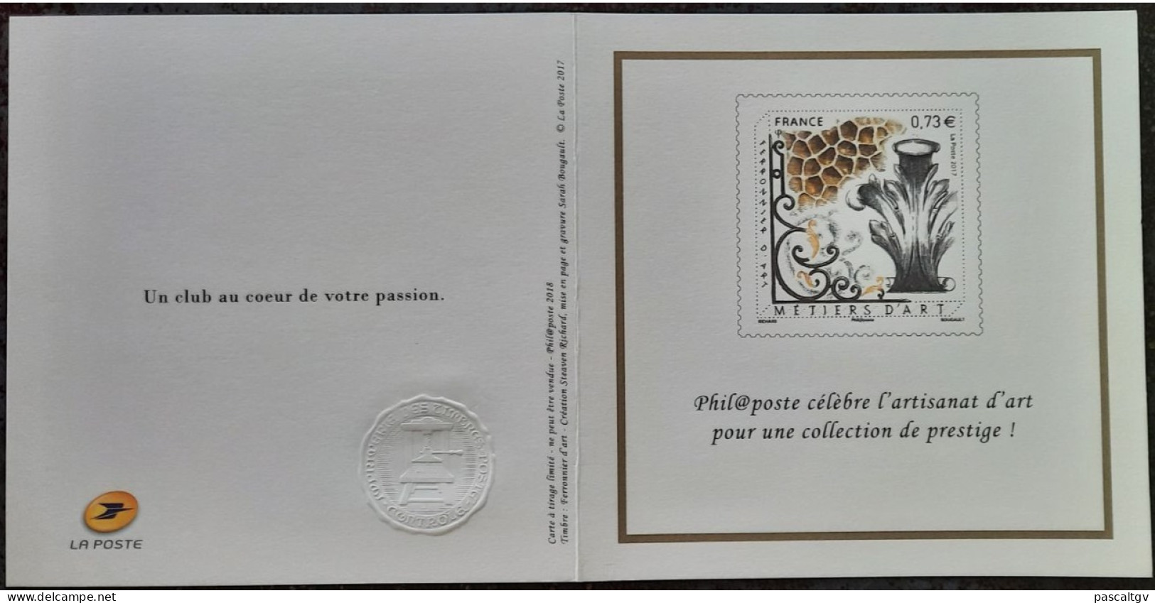 2017 - Club PHIL@POSTE - ** Métiers D'Art - 5135 ** - LUXE - - Documents Of Postal Services