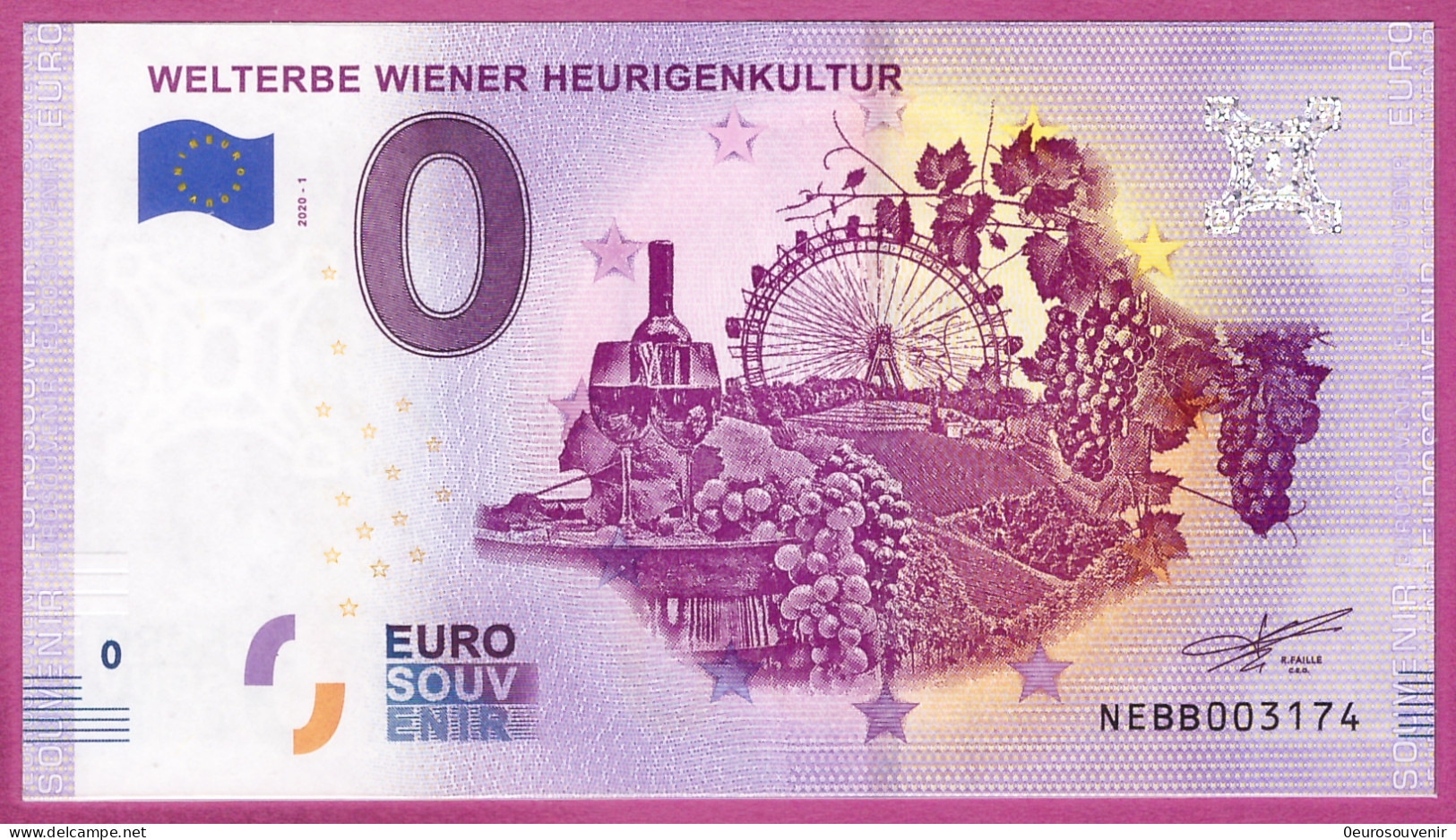 0-Euro NEBB 2020-1 WELTERBE WIENER HEURIGENKULTUR - FEHLDRUCK: "WELTERBE" STATT KULTURERBE - Private Proofs / Unofficial