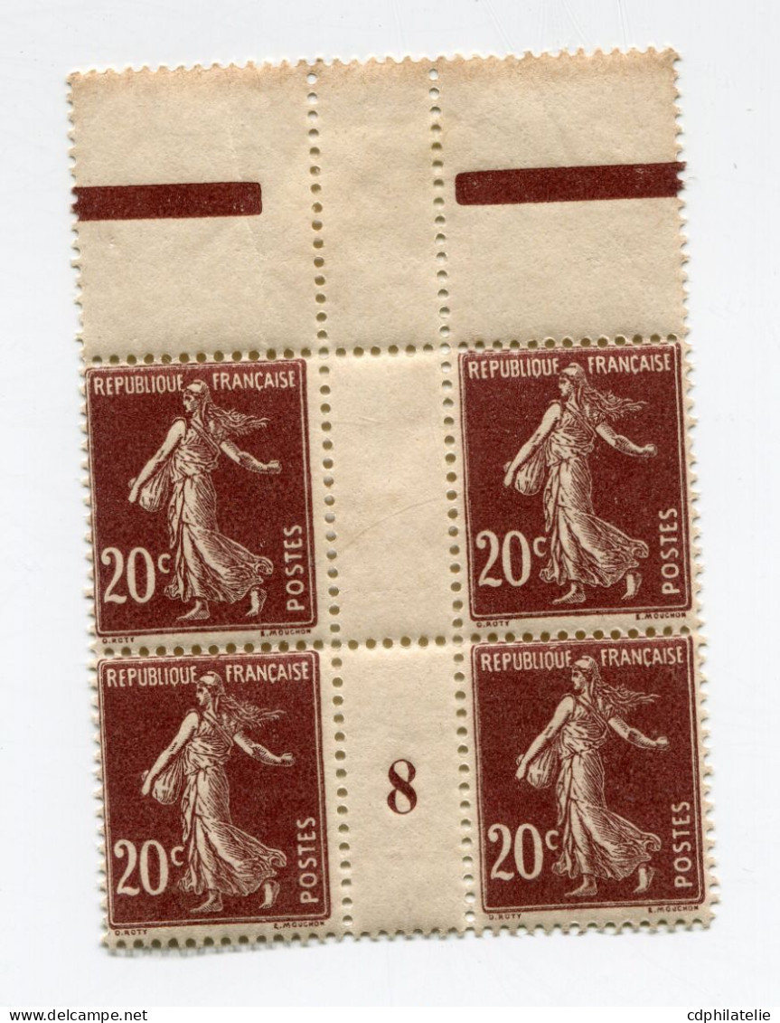 FRANCE N°139 ** EN BLOC DE 4 AVEC MILLESIME 8 ( 1908 ) - Millesimes