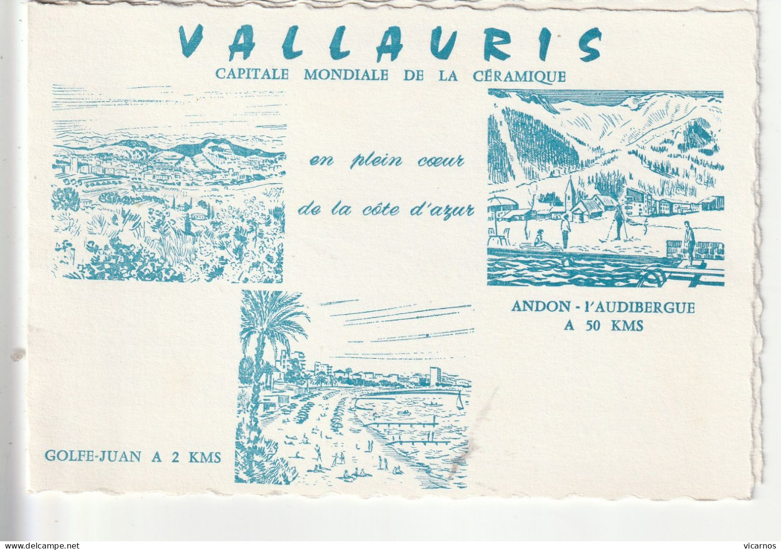CP DOUBLE VALLAURIS Meilleurs Voeux De L'Hotel Molinengo - Vallauris