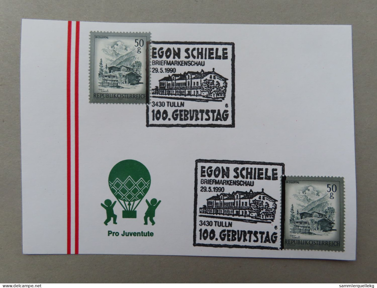 Österreich Pro Juventute - Mit Sonderstempel 29. 5. 1990 Tulln,  Egon Schiele 100. Geburtstag (Nr.593) - Other & Unclassified