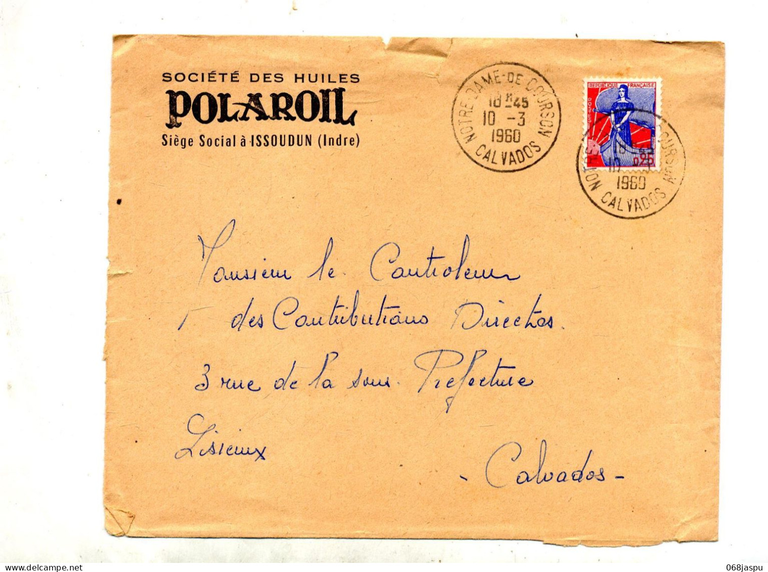 Lettre  Cachet Notre Dame De Courson Entete Huile Polaroil - Manual Postmarks