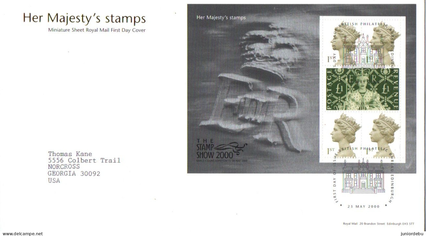 Great Britain -  2000 - Her Majesty's Stamps - STAMP SHOW 2000 -  Minisheet On  FDC. - Covers & Documents