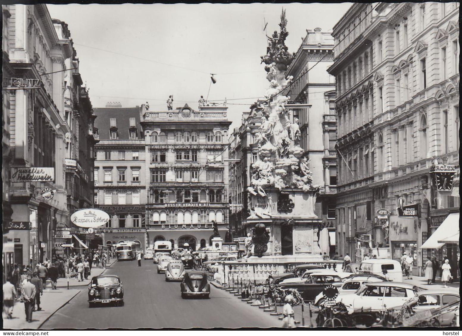 Austria - 1010 Wien - Graben - Street View - Cars - VW Käfer - Mercedes Ponton - VW Bus - Citroën DS - Jeep - Vienna Center