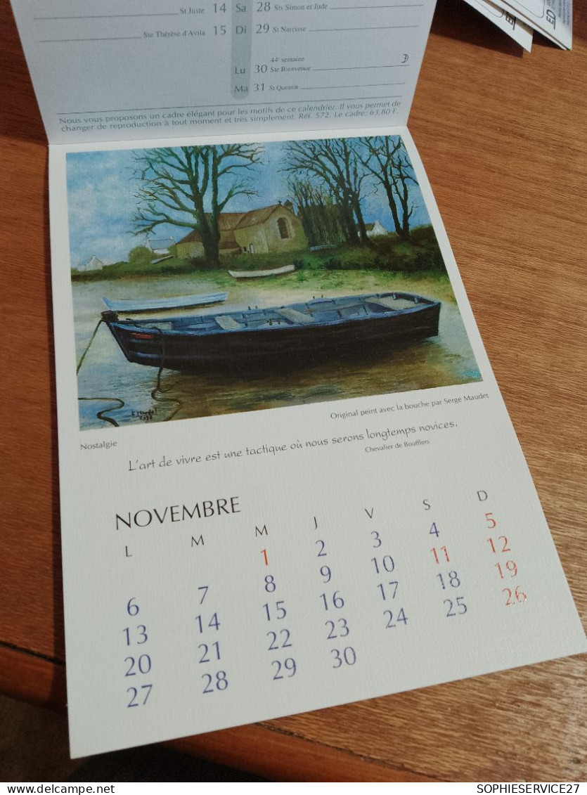 155  // CALENDRIER 1995 / ART ET CITATIONS  / REPRODUCTIONS D'OEUVRES D'ARTISTES PEIGNANT DE LA BOUCHE ET DU PIED