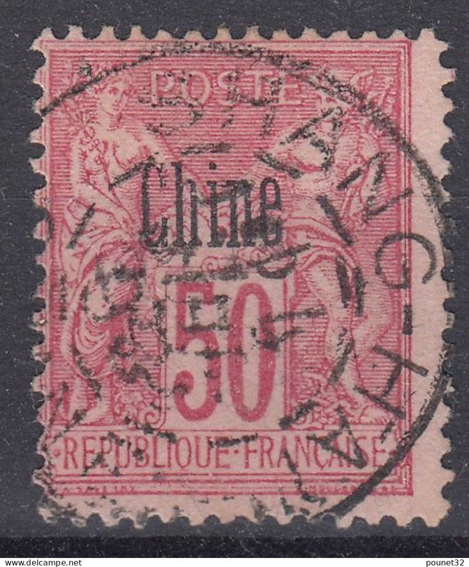 TIMBRE CHINE TYPE SAGE 50c ROSE TYPE II SURCHARGE N° 12 OBLITERATION SHANG-HAI - Gebraucht