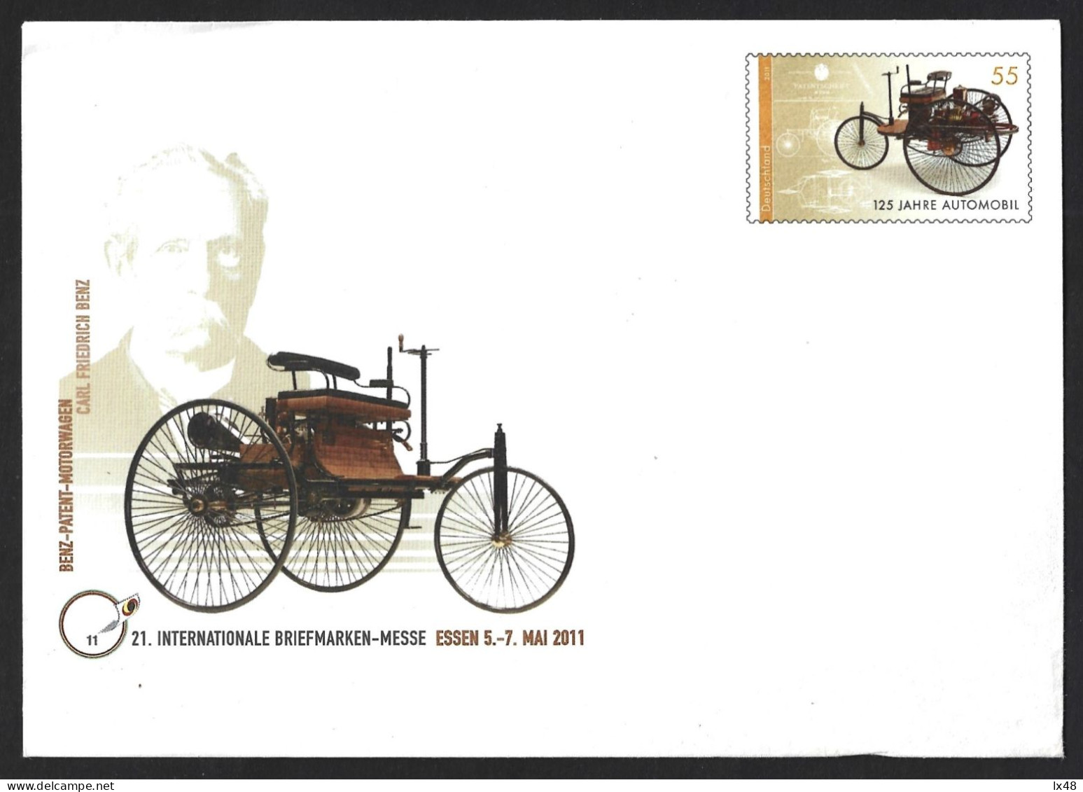 Stationery Chart 125th Years Of First Benz Automobile. Carl Friedriche Benz. Briefpapierkarte Zum 125-jährigen Jubiläum - Cars