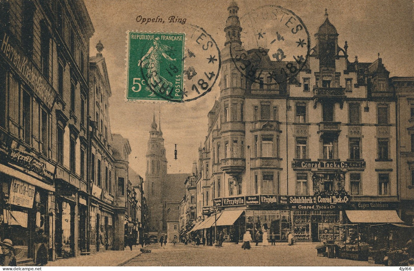 OPPELN SILESIA - Opole Silésie - Ring - Animation, Commerces - Cachet D'occupation 19 Avril 1922 TRESOR ET POSTES 184 - Besatzungszeit