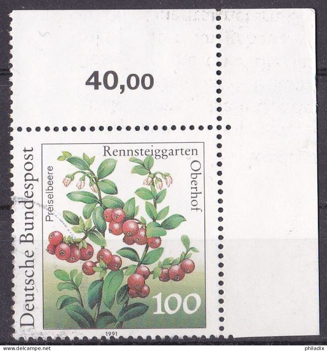 # (1508) BRD 1991 Natur Und Umweltschutz: Pflanzen Aus Dem Rennsteiggarten ECKRAND O/used (A5-7) - Used Stamps
