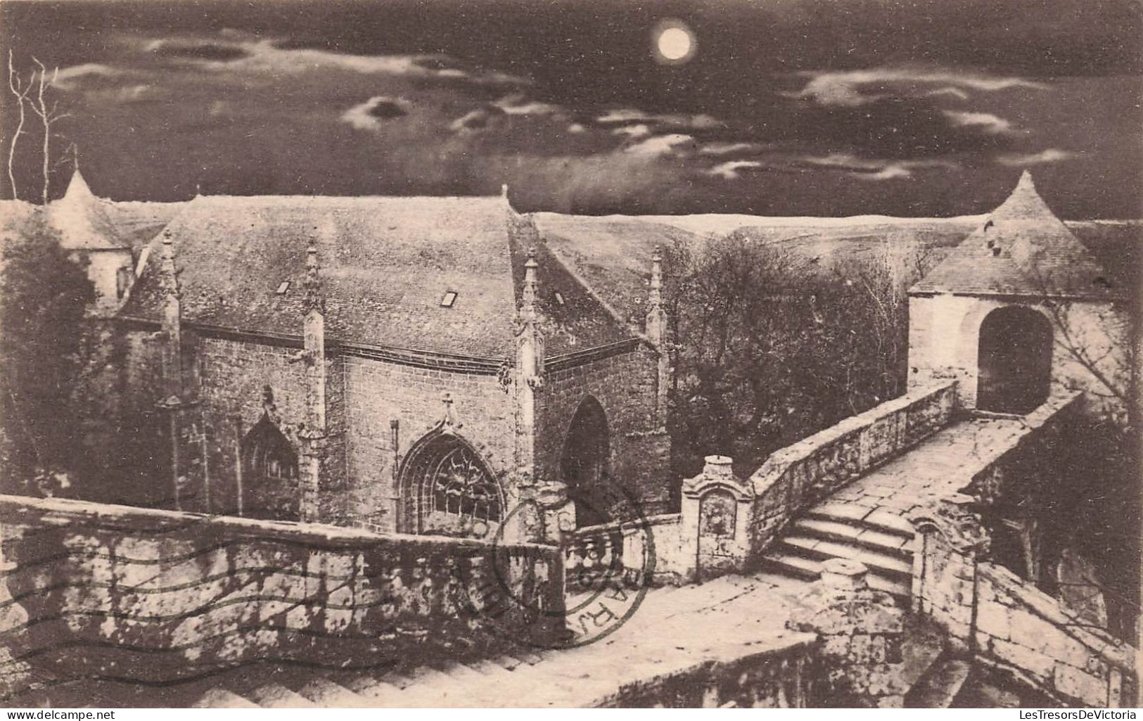 FRANCE - Le Faouet - Ste Barbe Au Clair De Lune - Vue Générale - Escalier - Carte Postale Ancienne - Le Faouet