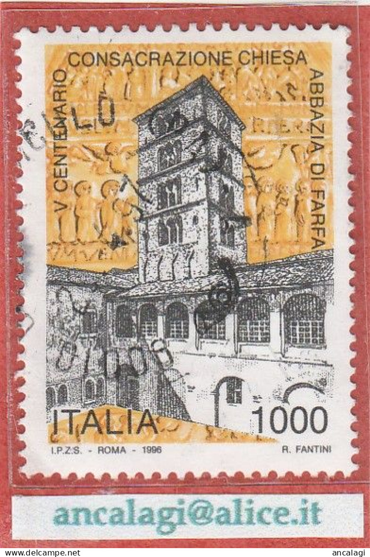 USATI ITALIA 1996 - Ref.0742 "ABBAZIA DI FARFA" 1 Val. - - 1991-00: Oblitérés