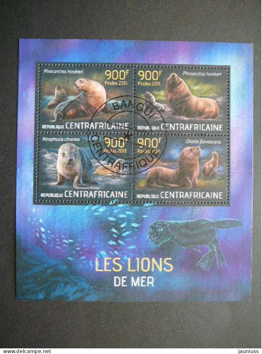 Sea Lions  # Central African Republic # 2013 Used S/s #147 Marine Mammals - Other & Unclassified