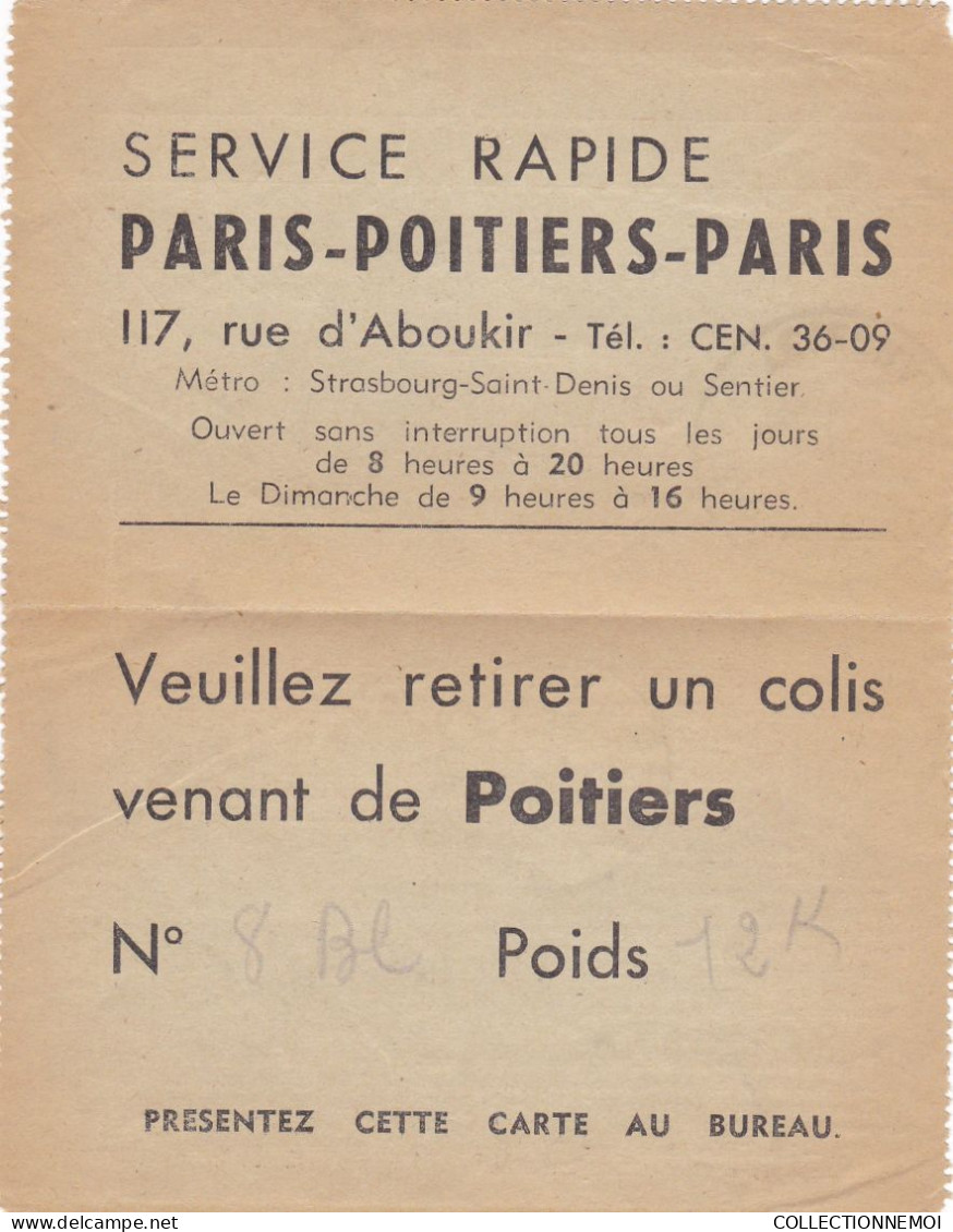 ETAT FRANCAIS ,carte Pneumatique De PETAIN 3f Orange ,,,, ENTIER SEMI-PRIVE (peut-etre) ,, PARIS-POITIERS-PARIS - Pneumatiques