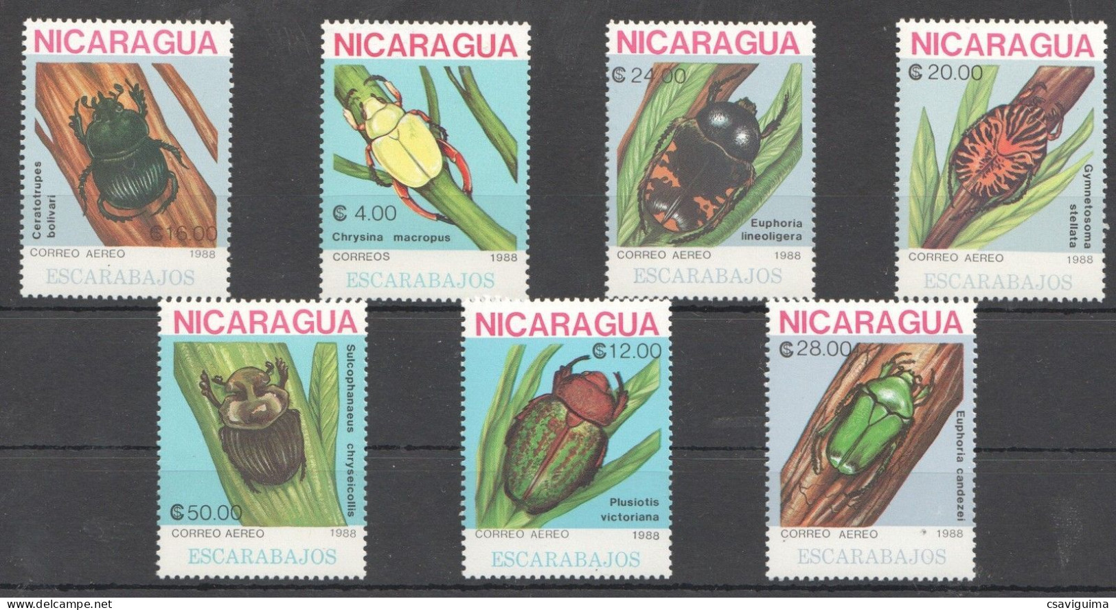 Nicaragua - 1988 - Insects - Yv 1512 + Ae 1258/63 - Andere & Zonder Classificatie