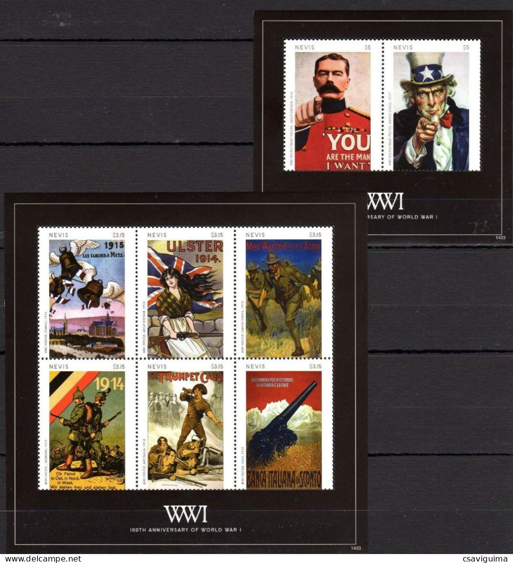 Nevis - 2014 - 100th Anniversary WWI - Yv 2418/23 + Bf 337 - Guerre Mondiale (Première)