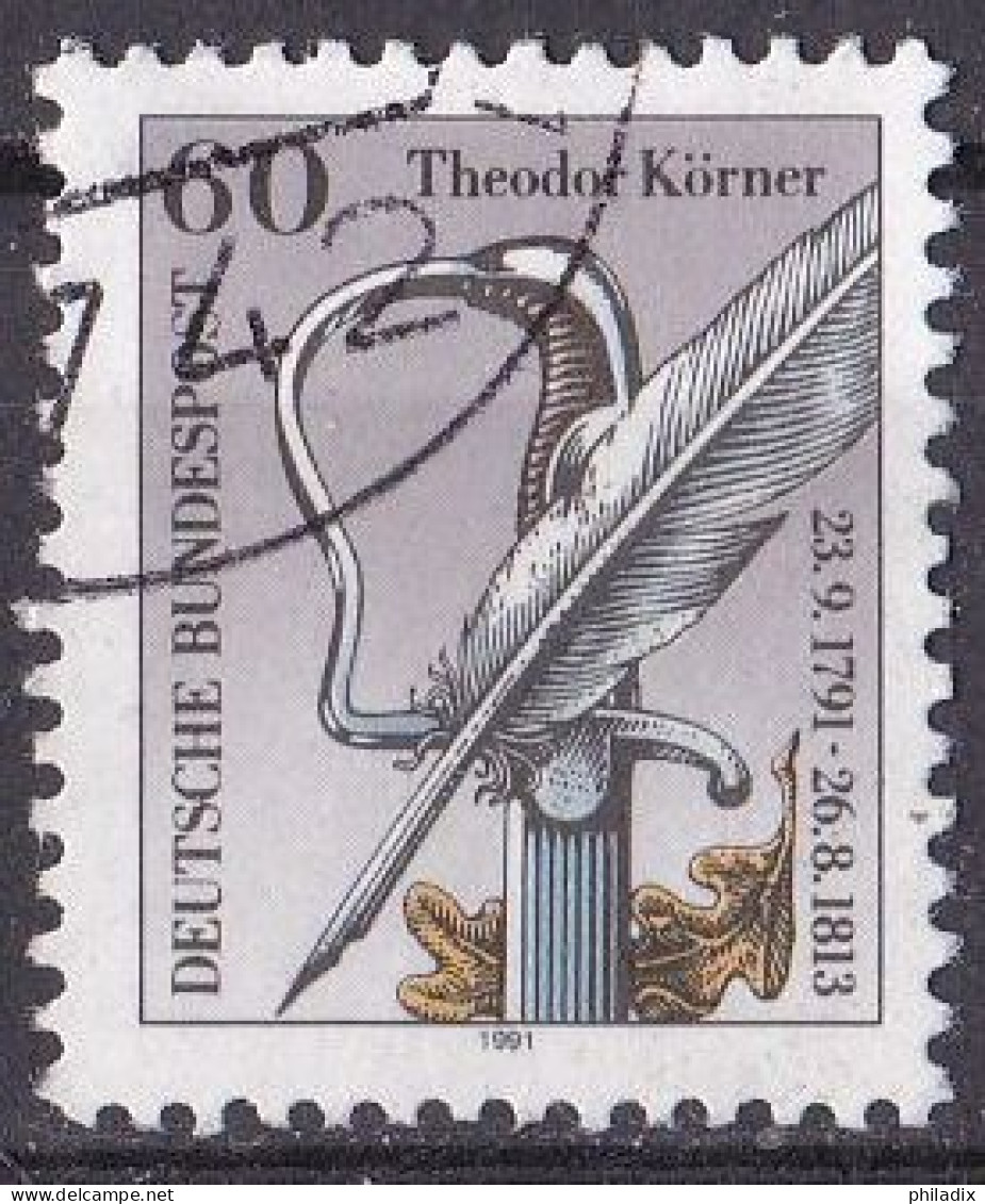 # (1559) BRD 1991 200. Geburtstag Von Theodor Körner O/used (A-5-7) - 1991-2000