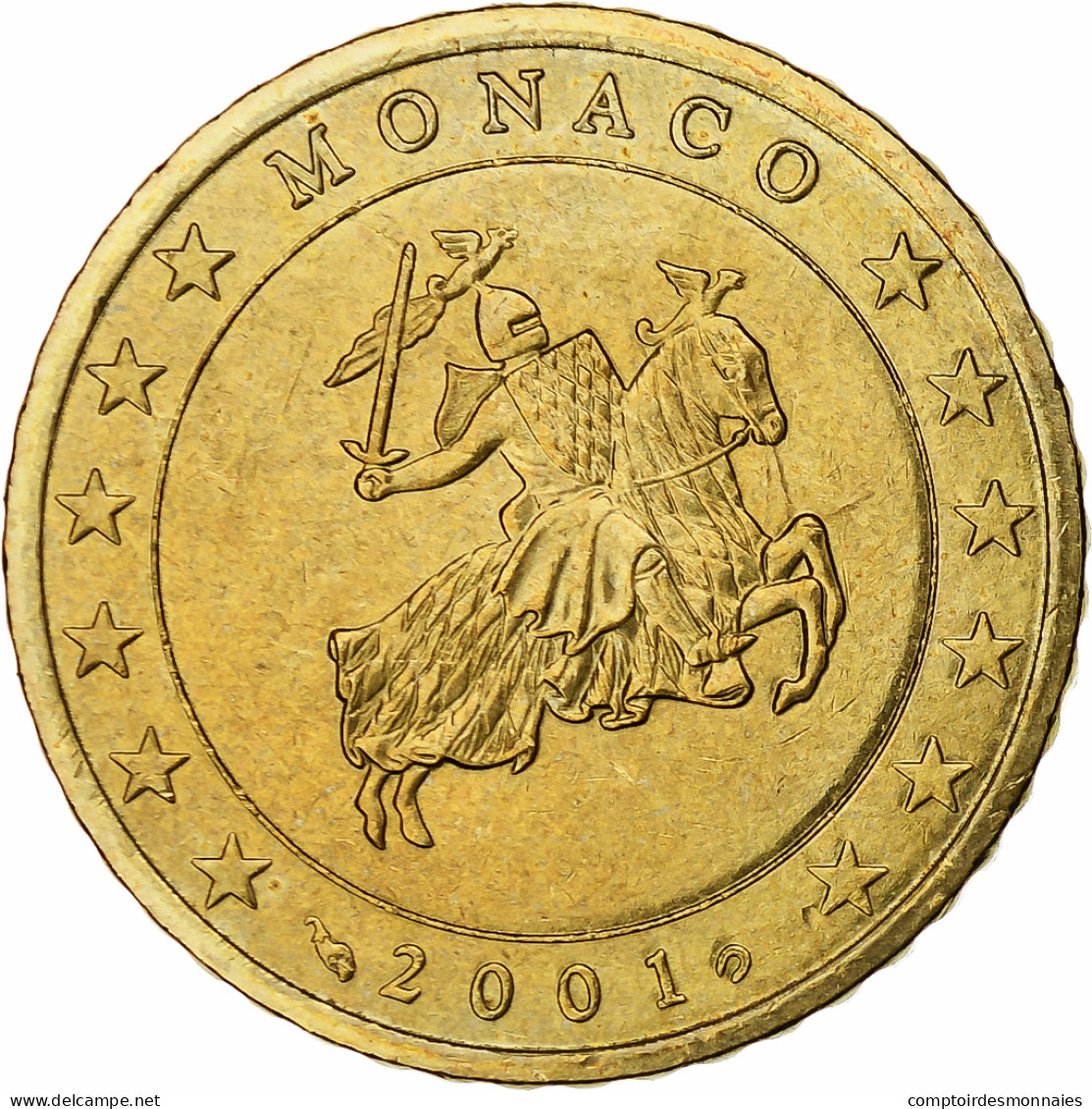 France, Rainier III, 50 Euro Cent, 2001, Paris, Or Nordique, SPL+, KM:172 - France